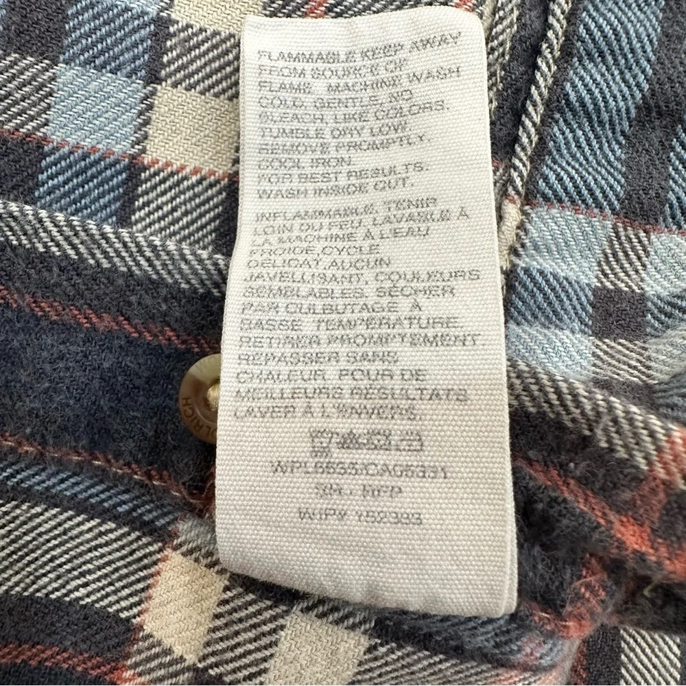 Woolrich Men's Black/Blue/White Plaid Flannel Long Sleeve Shirt Large_Vintage - Picture 9 of 9